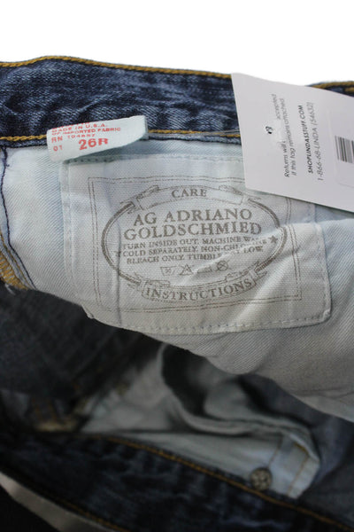 AG Women Capri Cropped Jeans Dark Blue Mid Rise 100% Cotton Petite Size 26