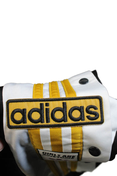 Adidas Unisex Black Striped Jogger Sweatpants Drawstring Polyester Size S