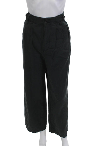 Madewell Unisex Dress Pants Black Lyocell Cotton Linen Button 28in Size 2