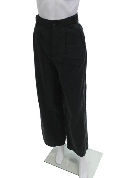 Madewell Unisex Dress Pants Black Lyocell Cotton Linen Button 28in Size 2