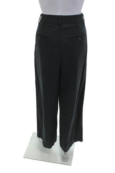 Madewell Unisex Dress Pants Black Lyocell Cotton Linen Button 28in Size 2