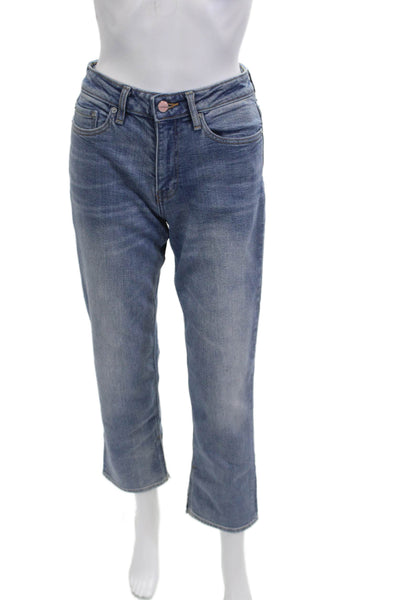 Ganni Womens Cropped Straight Jeans Blue Mid Rise Size 25