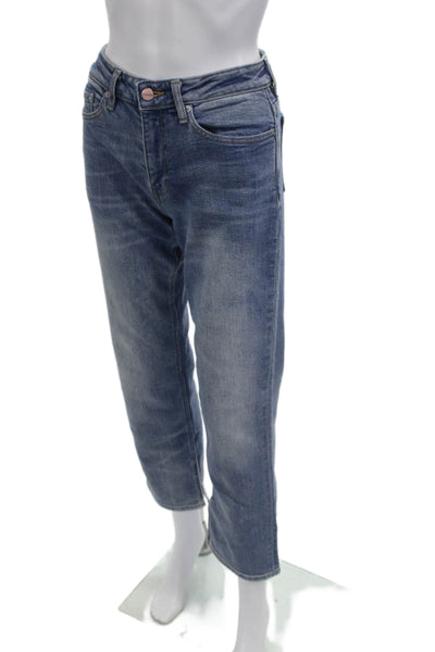 Ganni Womens Cropped Straight Jeans Blue Mid Rise Size 25