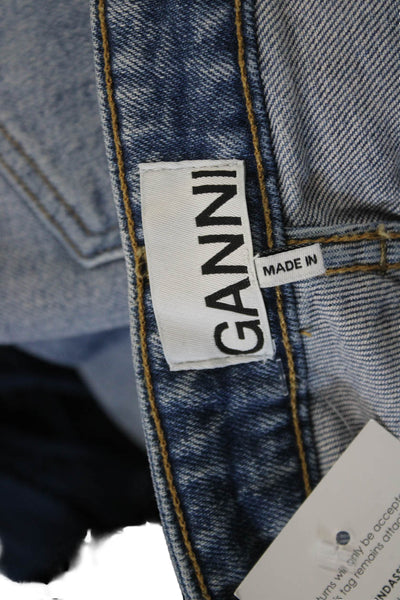Ganni Womens Cropped Straight Jeans Blue Mid Rise Size 25