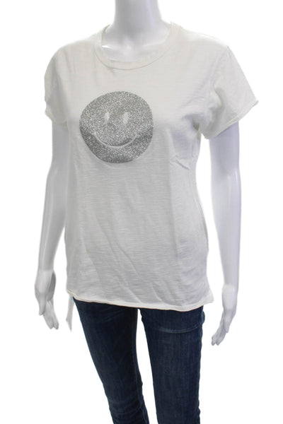 Unsweetened Womens Basic Graphic Tee White Cotton Crewneck Size XS