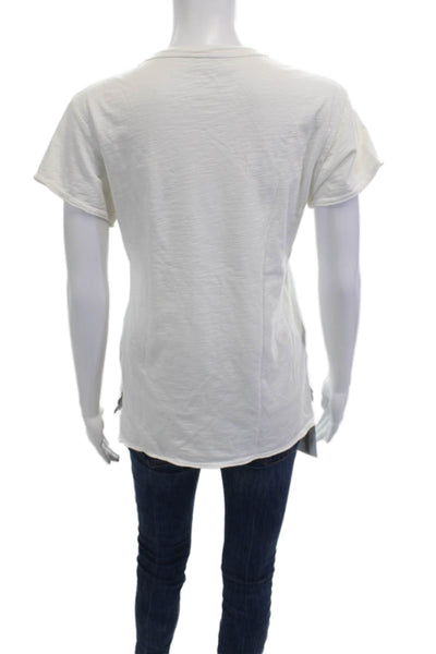 Unsweetened Womens Basic Graphic Tee White Cotton Crewneck Size XS