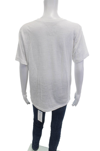 Unsweetened Women Basic White Quote Graphic Tee Crew Neck Short Sleeve Size M