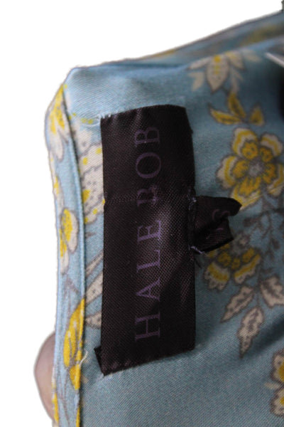 Hale Bob Womens Blue Floral Kaftan Shirt Dress Long Sleeve Size XS