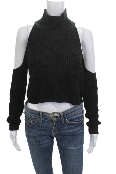 Olivaceous Unisex Pullover Sweater Black Mockneck Long Sleeve Viscose Size M