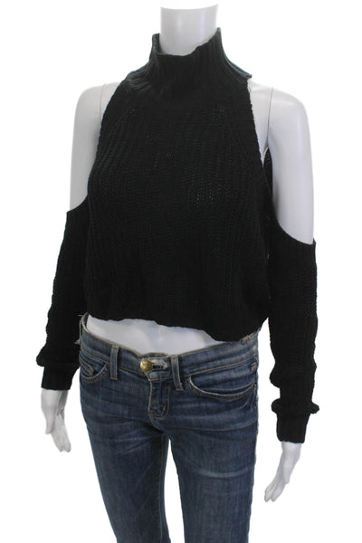 Olivaceous Unisex Pullover Sweater Black Mockneck Long Sleeve Viscose Size M
