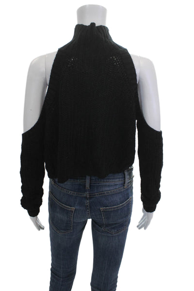 Olivaceous Unisex Pullover Sweater Black Mockneck Long Sleeve Viscose Size M