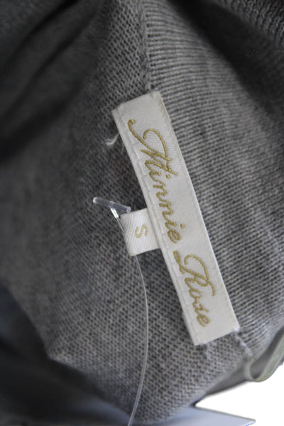 Minnie Rose Womens Basic Collared Button-Up Polo Gray Cotton Long Sleeve Size S