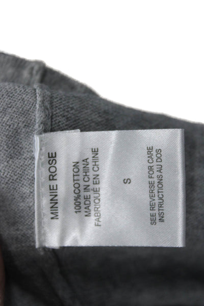 Minnie Rose Womens Basic Collared Button-Up Polo Gray Cotton Long Sleeve Size S