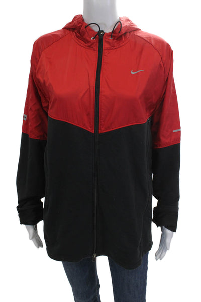 Nike Mens Windbreaker Jacket Black High Neck Drawstring Size XL