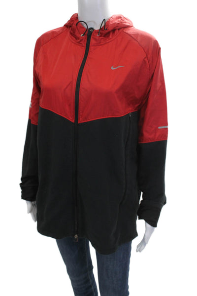Nike Mens Windbreaker Jacket Black High Neck Drawstring Size XL