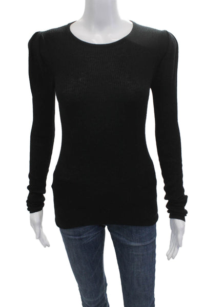 Autumn Cashmere Unisex Cashmere Pullover Black Round Neck Size S