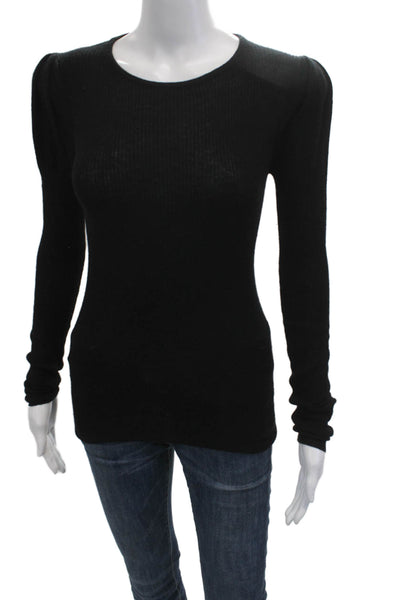 Autumn Cashmere Unisex Cashmere Pullover Black Round Neck Size S