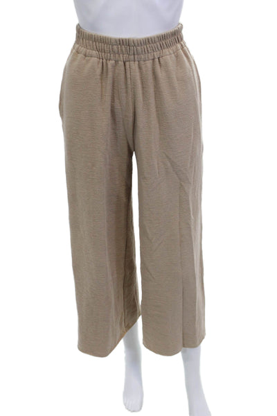 The Westside Women Cropped Sweatpants Solid Beige Cotton Spandex Size XS
