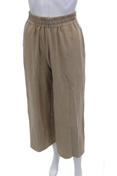 The Westside Women Cropped Sweatpants Solid Beige Cotton Spandex Size XS