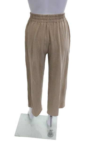 The Westside Women Cropped Sweatpants Solid Beige Cotton Spandex Size XS