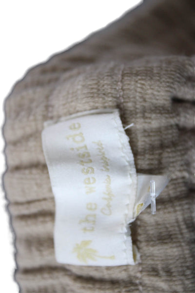 The Westside Women Cropped Sweatpants Solid Beige Cotton Spandex Size XS