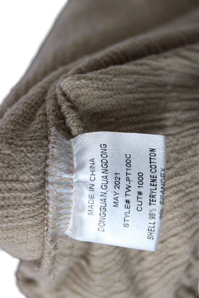 The Westside Women Cropped Sweatpants Solid Beige Cotton Spandex Size XS