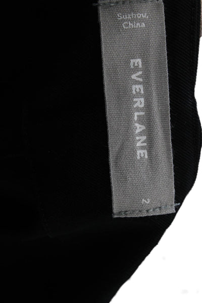Everlane Women Sheath Wrap Dress Black V-Neck Short Sleeve Knee Length Size 2