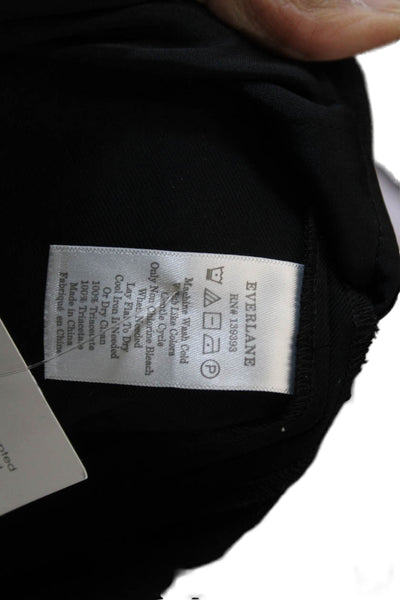 Everlane Women Sheath Wrap Dress Black V-Neck Short Sleeve Knee Length Size 2