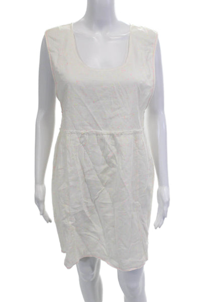 Surf Bazaar Women Bohemian White Tank Dress Knee Length 98% Cotton Size M
