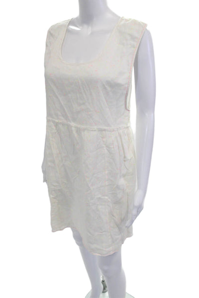 Surf Bazaar Women Bohemian White Tank Dress Knee Length 98% Cotton Size M