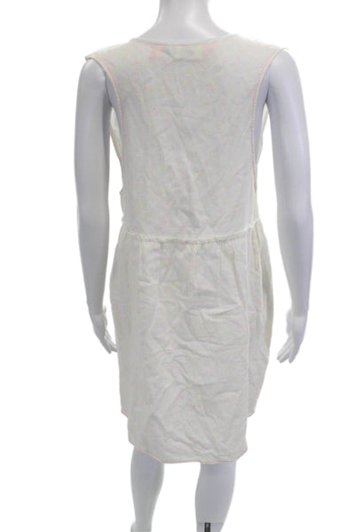 Surf Bazaar Women Bohemian White Tank Dress Knee Length 98% Cotton Size M