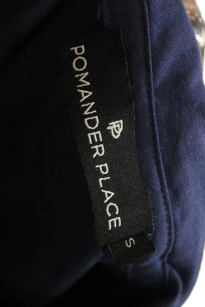 Pomander Place Women Dark Blue Cotton Shirt Dress 3/4 Sleeve Knee Length Size S
