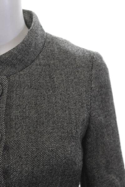 Banana Republic Women Military Jacket Herringbone Dark Gray Wool Button Size 0P
