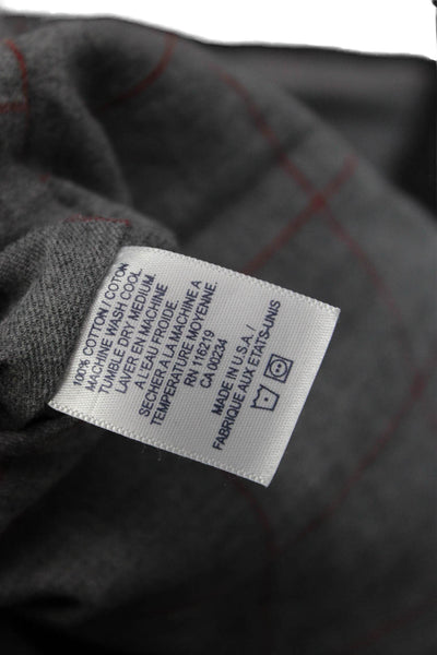 Steven Alan Women Gray Checked Cotton Collared Button Up Long Sleeve Size S