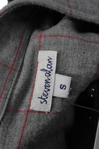 Steven Alan Women Gray Checked Cotton Collared Button Up Long Sleeve Size S