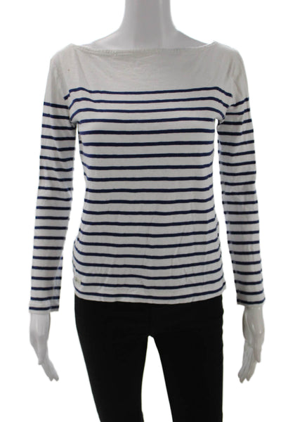Polo Ralph Lauren Women Jersey Striped White Long Sleeve T-Shirt Size S