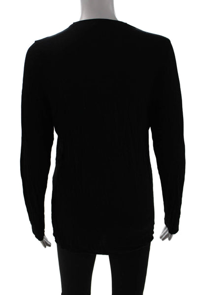 La Perla Womens Black V-Neck Button-Up Long Sleeve Modal Top Designer Size S