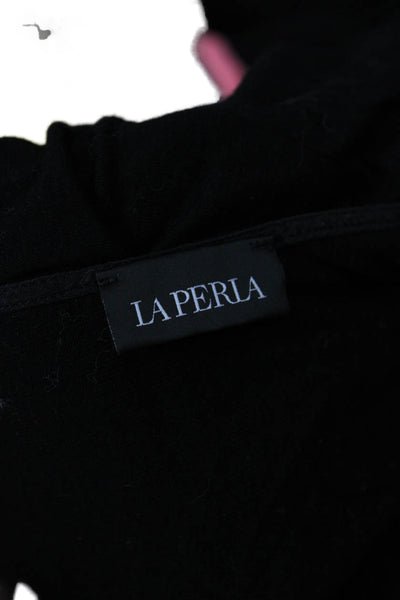 La Perla Womens Black V-Neck Button-Up Long Sleeve Modal Top Designer Size S