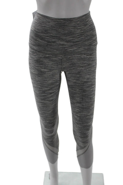 Lululemon Womens Dark Gray Striped Nylon Cropped Ankle Leggings Size 4