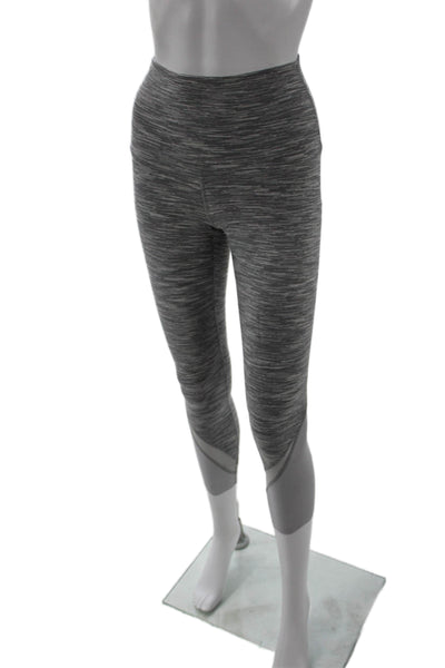 Lululemon Womens Dark Gray Striped Nylon Cropped Ankle Leggings Size 4