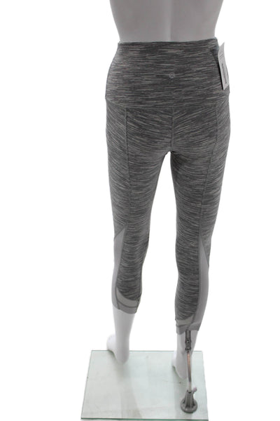 Lululemon Womens Dark Gray Striped Nylon Cropped Ankle Leggings Size 4