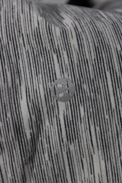 Lululemon Womens Dark Gray Striped Nylon Cropped Ankle Leggings Size 4