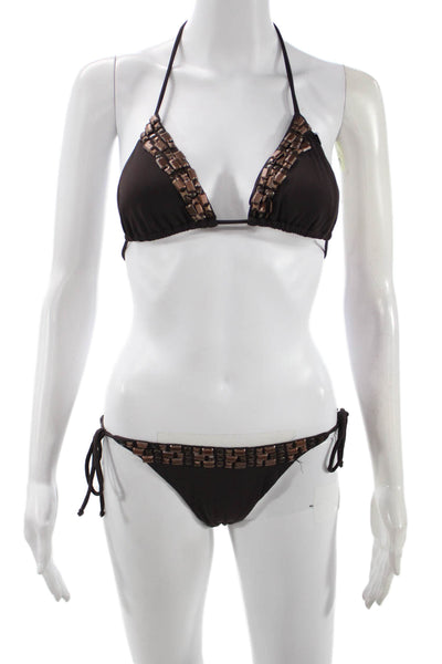 Carmen Marc Valvo Women Black Bikini Top & Bottom Set Size XS
