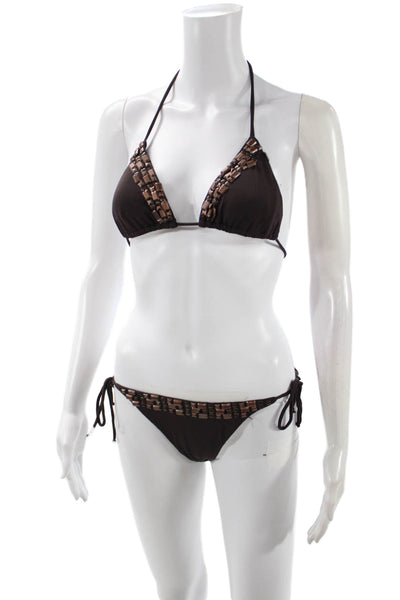 Carmen Marc Valvo Women Black Bikini Top & Bottom Set Size XS