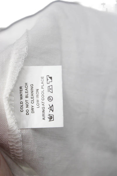 Muze Womens Collared Cotton Button Up Blouse White Long Sleeve Size M
