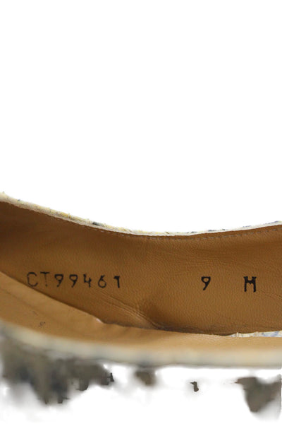 St. John Womens Snakeskin Print Theta Slingbacks Stone Washed White Size 9