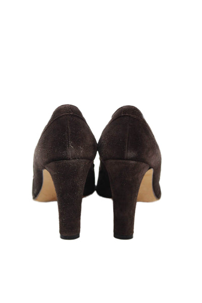 Vanessa Noel Womens Suede Lace Up Slide On Pumps Brown Size 9