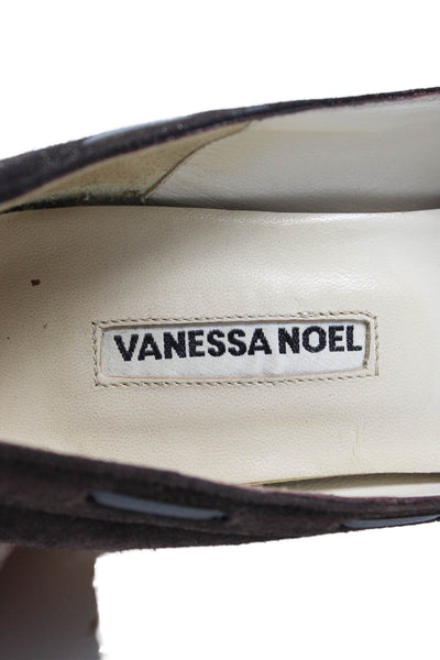 Vanessa Noel Womens Suede Lace Up Slide On Pumps Brown Size 9