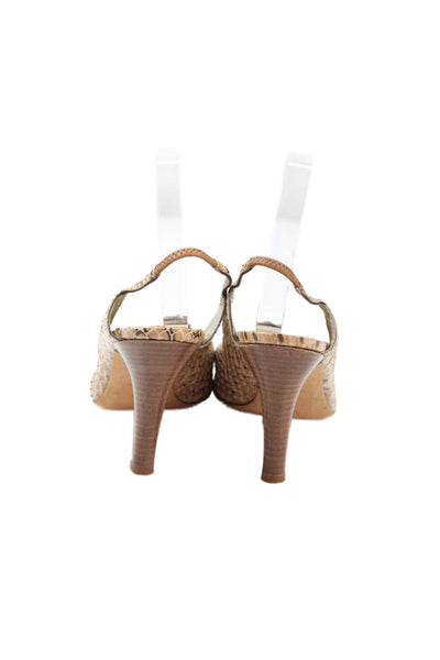 Cole Haan Womens Snakeskin Print Peep Toe Pumps Brown Size 9 B