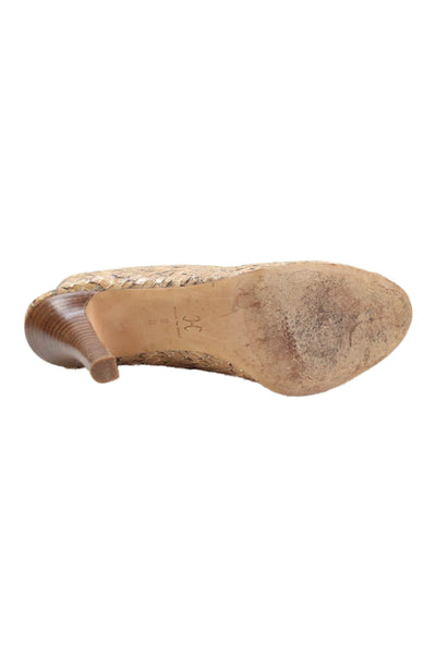 Cole Haan Womens Snakeskin Print Peep Toe Pumps Brown Size 9 B